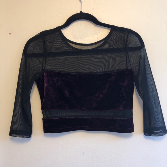 Urban Outfitters Mesh Velour Crop Top - Picture 6 of 6